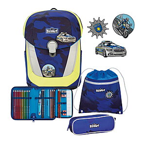 Scout Sunny II DIN Lightweight Blue Police 4tlg. Schulranzenset